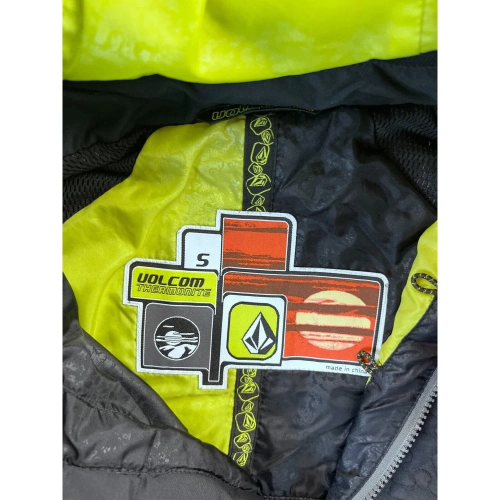 Volcom Thermonite Jacket Womens S Faux Puzzle Print Parka Hooded‎ Snow Black